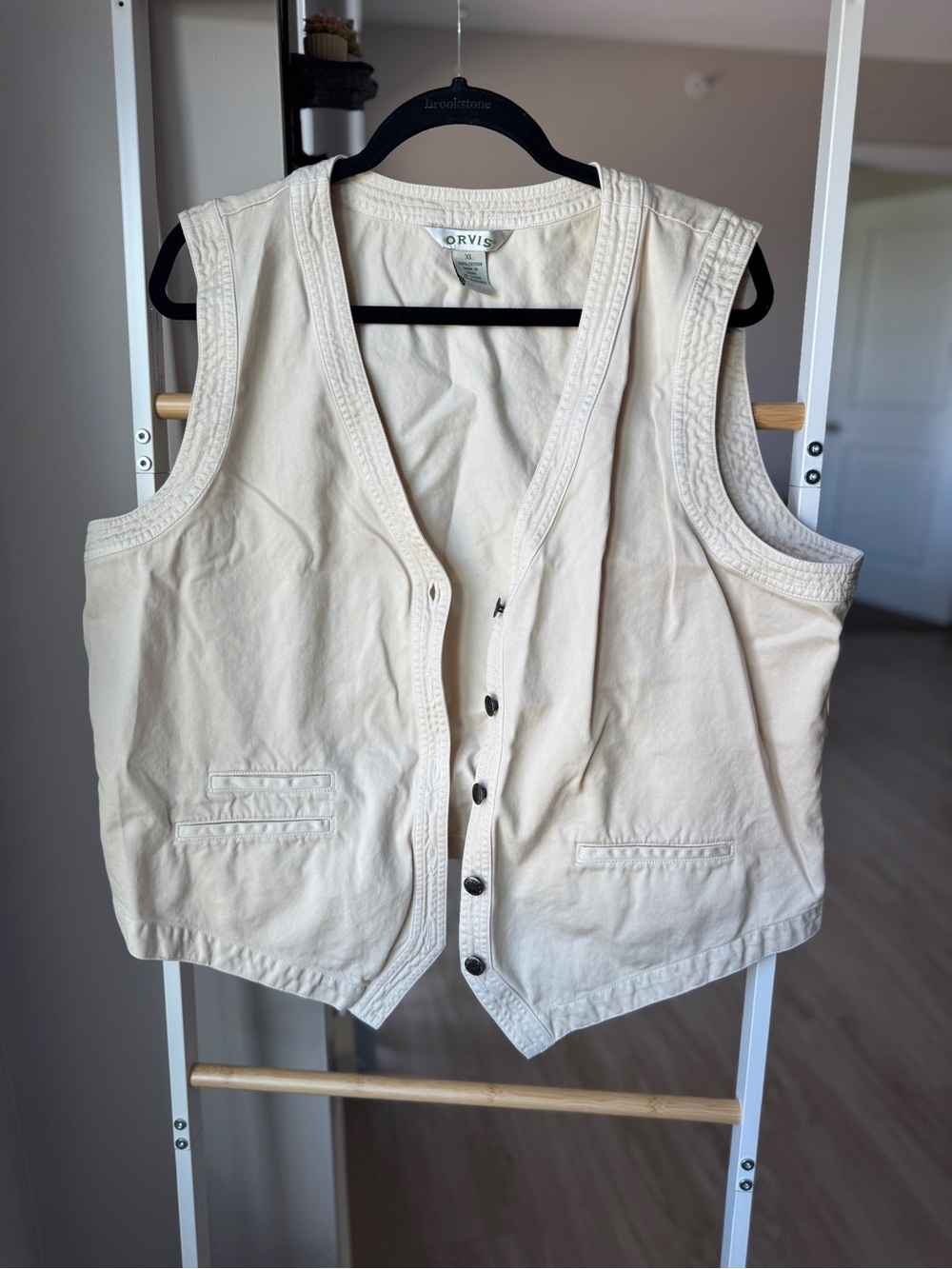 ✨VINTAGE ✨ Orvis Women’s White Canvas Fishing Vest | Size XL, Gorpcore, Buttons - Picture 2 of 7